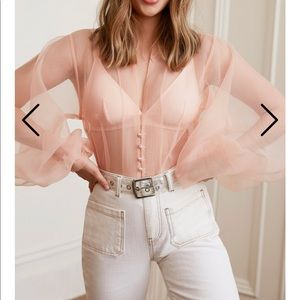 NastyGal Sheer Balloon Blouse